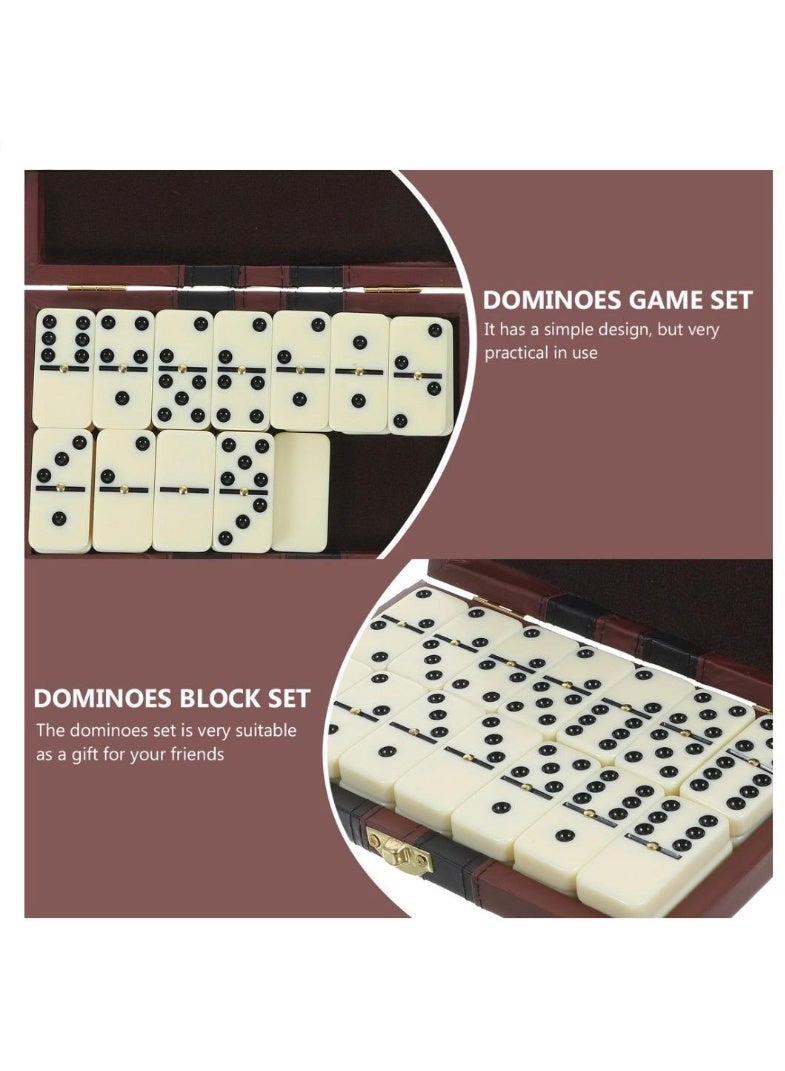 Toyland 28 PCS-Traditional Wooden Domino Game Set with Stylish Storage Case for Adults and Kids-Red - Image 3